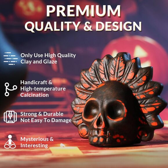 Aztec Death Whistle Red Skull Mask Ceramic Loud Scream Halloween Prank Prop - Picture 3 of 8